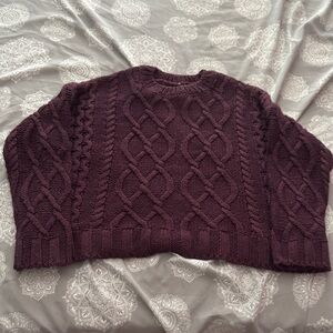 Cable Knit Purple Sweater